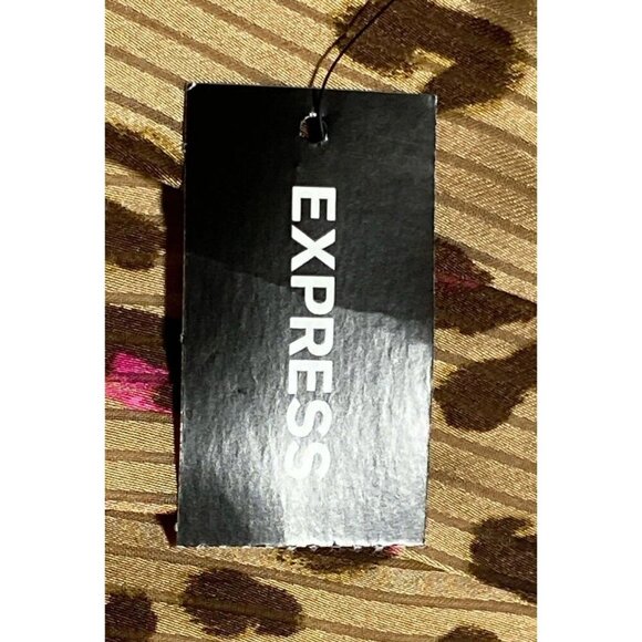 Express Women Brown Leopard Pleated V-Neck Cocktail Dress Medium NWT - Picture 8 of 10
